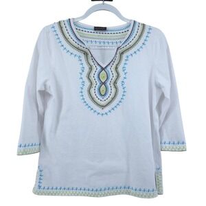 Multiples Boho Coastal Grandma Cottage‎ 70s Free Spirit Breezy Tunic Top Medium